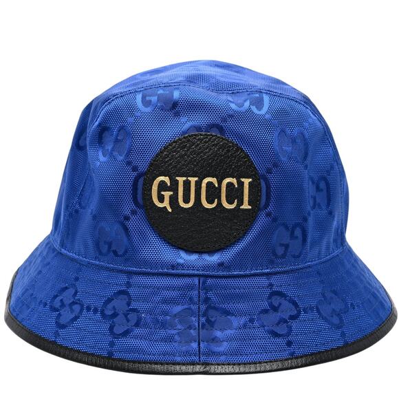 GUCCI Econyl Nylon Monogram Off The Grid Will Bucket Hat Orient Blue Black, M - Picture 1 of 16